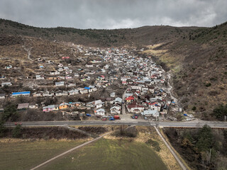 Aerial view of a Roma settlement in the village of Richnava in Slovakia