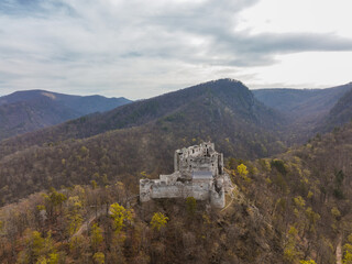 Fototapeta na wymiar Aerial view of Uhrovec Castle in Slovakia