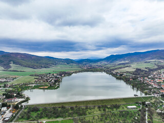 Fototapeta na wymiar Aerial view of Nitrianske Rudno reservoir in Slovakia