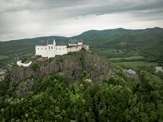 Aerial View Of A Medieval Castle On A Hilltop In Fuzer, Hungary