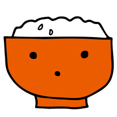 ご飯を少なめに盛った茶碗 イラスト