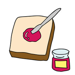 トーストにジャムを塗るイラスト