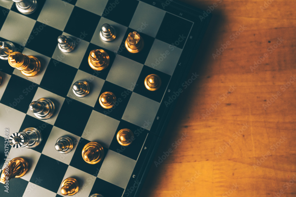 Poster chess board game to represent the business strategy with competition in the world market. and find o