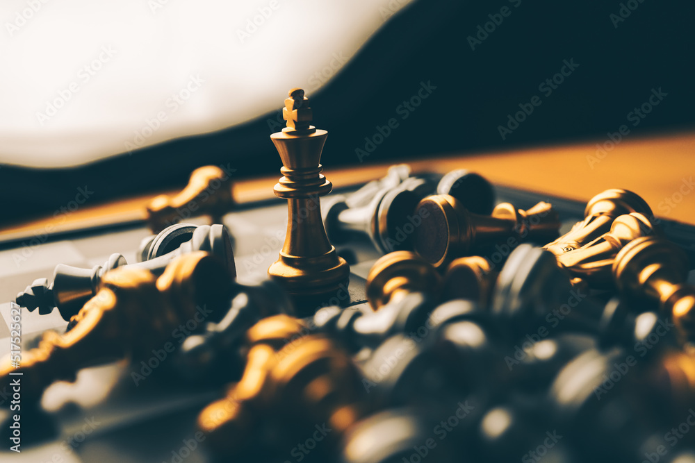 Poster chess board game to represent the business strategy with competition in the world market. and find o