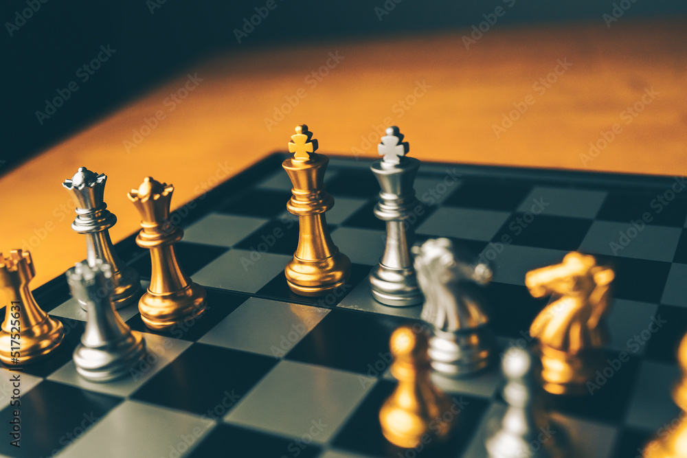 Poster chess board game to represent the business strategy with competition in the world market. and find o