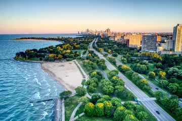 Tableaux ronds sur aluminium brossé Chicago Chicago Foster Beach
