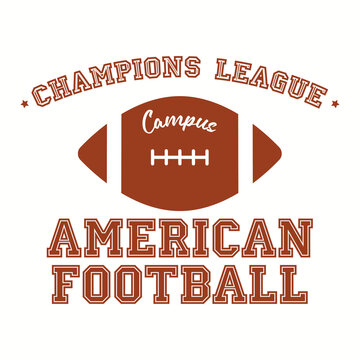 sport label , badge, crest american football for flayer poster logo or t-shirt apparel clothing print with lettering and ball