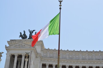 Italian flag at the Victor Emmanuel II Monument in Rome