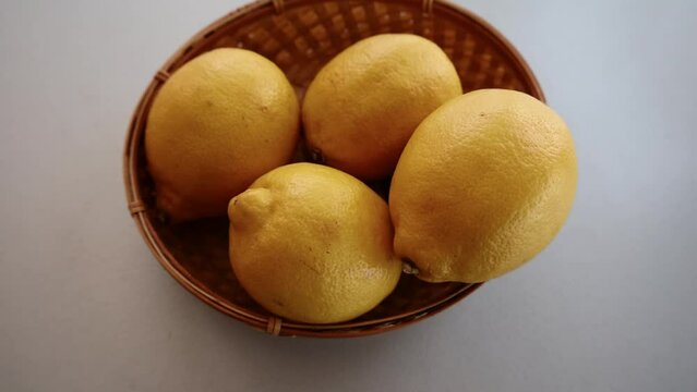close up fresh lemons on the table