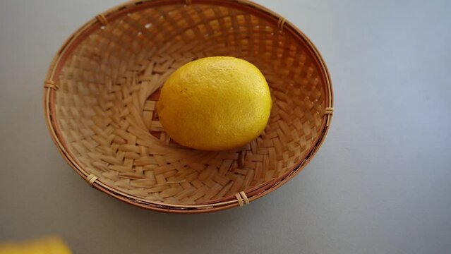 close up fresh lemons on the table