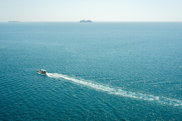 Motorboat near Porto Venere, Cinque Terre, Italy