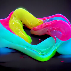 Bright abstract background with 3d fluid forms and neon colors - 517527852