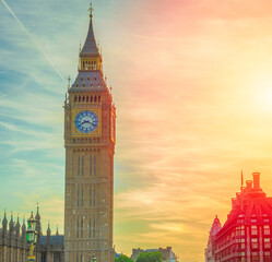 Big ben in London during sunset - obrazy, fototapety, plakaty