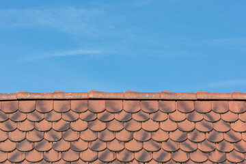 Clay tile roof - concept for roof - texture of roof shingles, banner texture for roofers