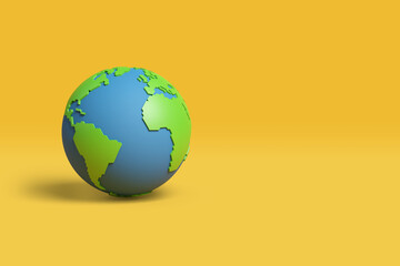 Cartoon planet earth with copy space. 3d Illustration.