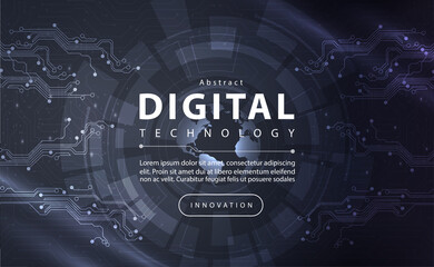 Digital technology banner black white background concept dark technology light effect, abstract tech, innovation future data, internet network, Ai big data, lines dots connection, illustration vector
