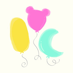 watercolor style hand drawn balloons with transparency. Editable vector.