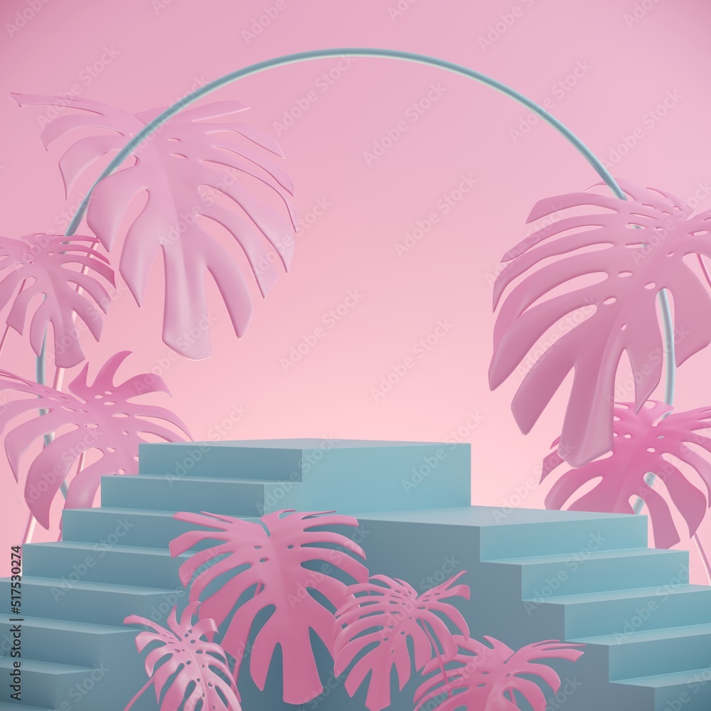 Poster background 3d scene with podium, minimal product display mock up scene and geometric shape object. 3