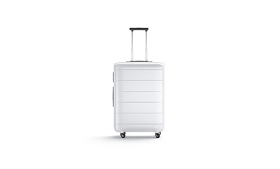 Obraz premium Blank white suitcase with handle mockup stand, front view