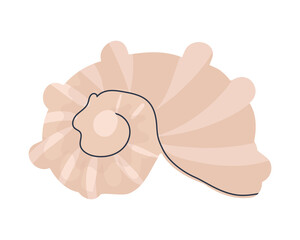 Sea shell spiral shape. Simple flat vector illustration. Isolated on white background. Eps10