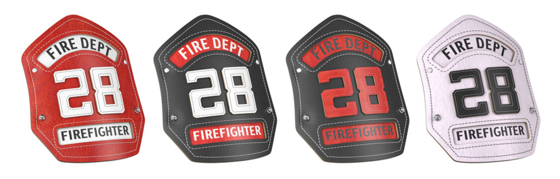 Firefighter fire department badge isolated on white.