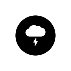 Thunder weather icon in black round