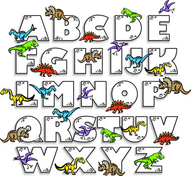 dino alphabet character doodle illustration vector