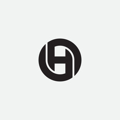 Vector letter H circle monogram logo template.