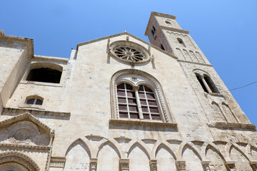 Fototapeta na wymiar Facade of the Co-Cathedral of Santa Maria Assunta in the town of Giovinazzo, Bari, Puglia, Italy