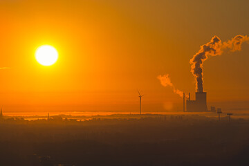 Power station at sunset