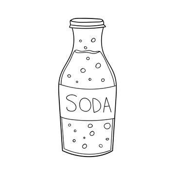 Icon soda bottle, vector illustration. Doodle style