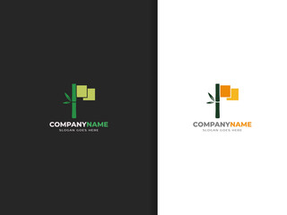 Bamboo logo and flag, vector icon.