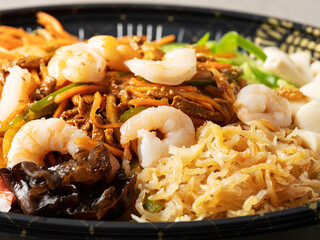 seafood and vegetables with mustard sauce