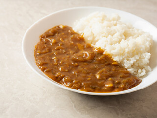 Curry and rice on a plate