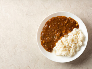 Curry and rice on a plate