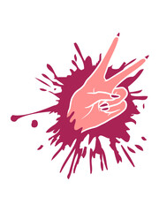 Tropfen Victory Handzeichen Frau 