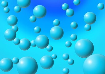 bubbles in water. Abstract background sky blue spheres on a blue gradient background