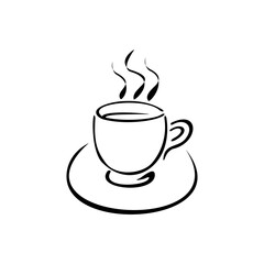 coffee cup icon. Black coffee cup logo with white background