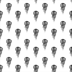 Seamless vector pattern of a sea jellyfish.