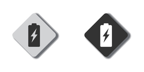 Obraz premium Battery icon with lightning bolt sign. Flat vector illustration.