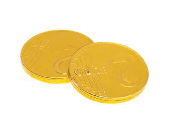 golden euro coins isolated