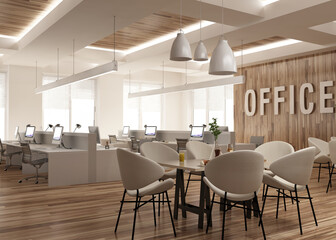 Modern office interior. 3D render	