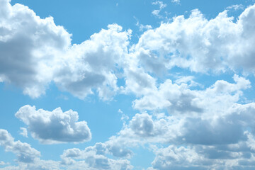 Naklejka na ściany i meble Beautiful view of blue sky with fluffy clouds
