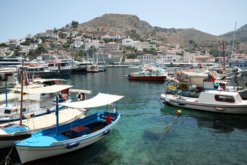 Fototapeta na wymiar Beautiful view of coastal city with different boats on sunny day