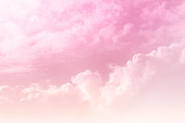 Pink sky with white cloud. The firmament before a large storm. Sweet dream background.
