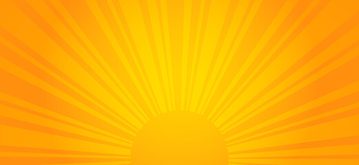 Fototapeta premium Orange sunrise background. Vector illustration of solar energy.