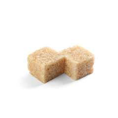 Two brown sugar cubes isolated on white