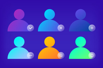 Glassmorphism users icons set