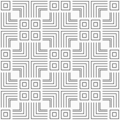 Abstract seamless vector pattern. Repeating geometric squares, lines, lattice background. Linear pattern. Black and white background.