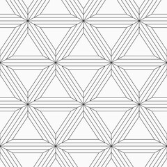 Abstract geometric seamless pattern with triangles. Outline triangles geometric lattice. Black and white vector background.